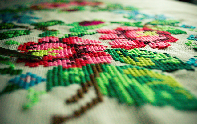 motifs floraux punch needle